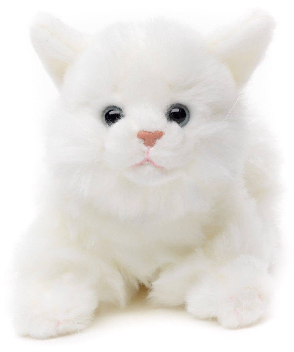 White cat plush toy, lying down