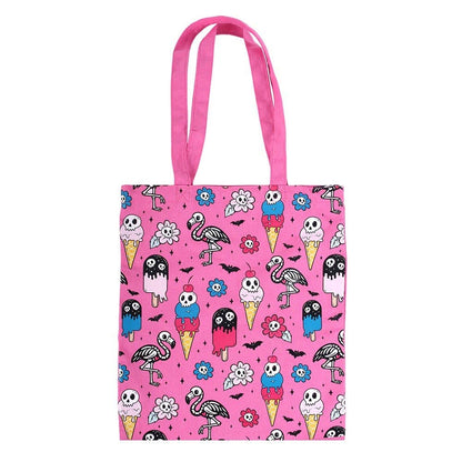 Gothic tote bag printed "Pink Dead Hot Days"