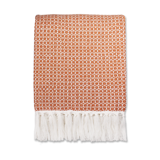 Plaid Ayla orange argile - 125 x 150 cm