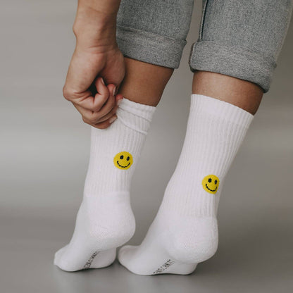 White Socks with Yellow Smiley Face
