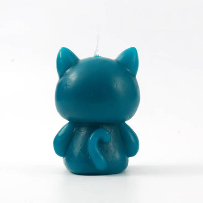 Petrol Blue Cat Candle