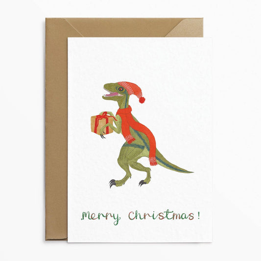 Velociraptor kerstkaart