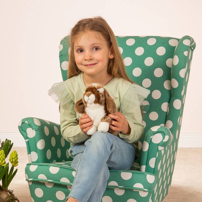 Sitting Dark Brown and White Rabbit Plush