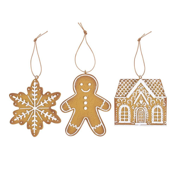 Set van 3 kerstdecoraties om op te hangen in de vorm van peperkoek.