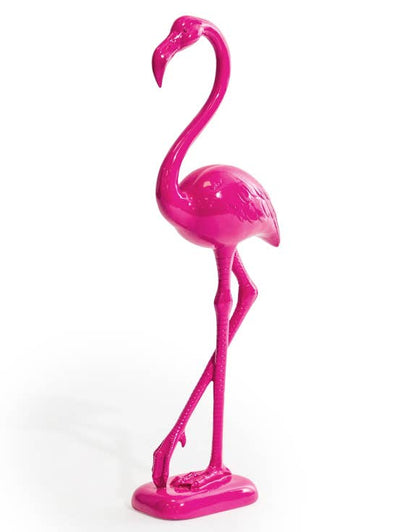 Figurine de flamant rose électrique debout