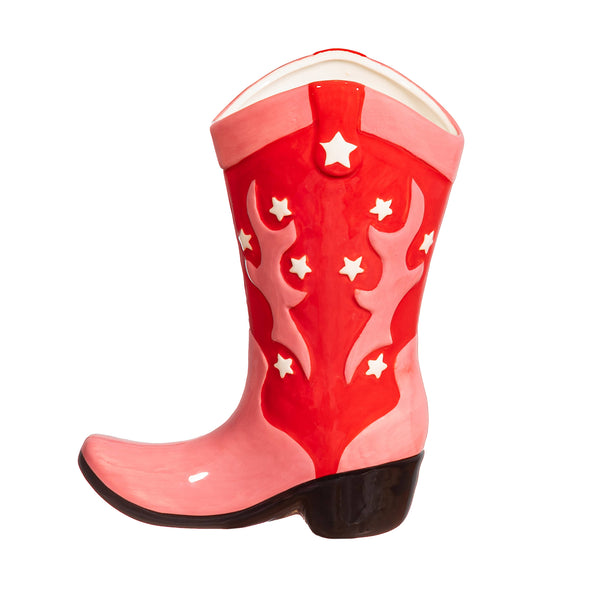 Red Cowboy Boot Vase
