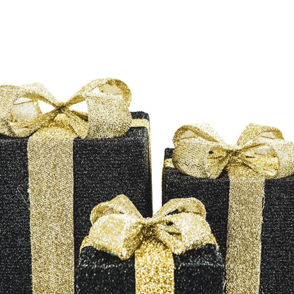 LED Christmas Gift - S3 - Polystyrene - Black/Gold - 15/20/25 cm