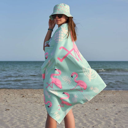 Lightweight and absorbent beach towel FLAMINGOS 100 x 160 cm
