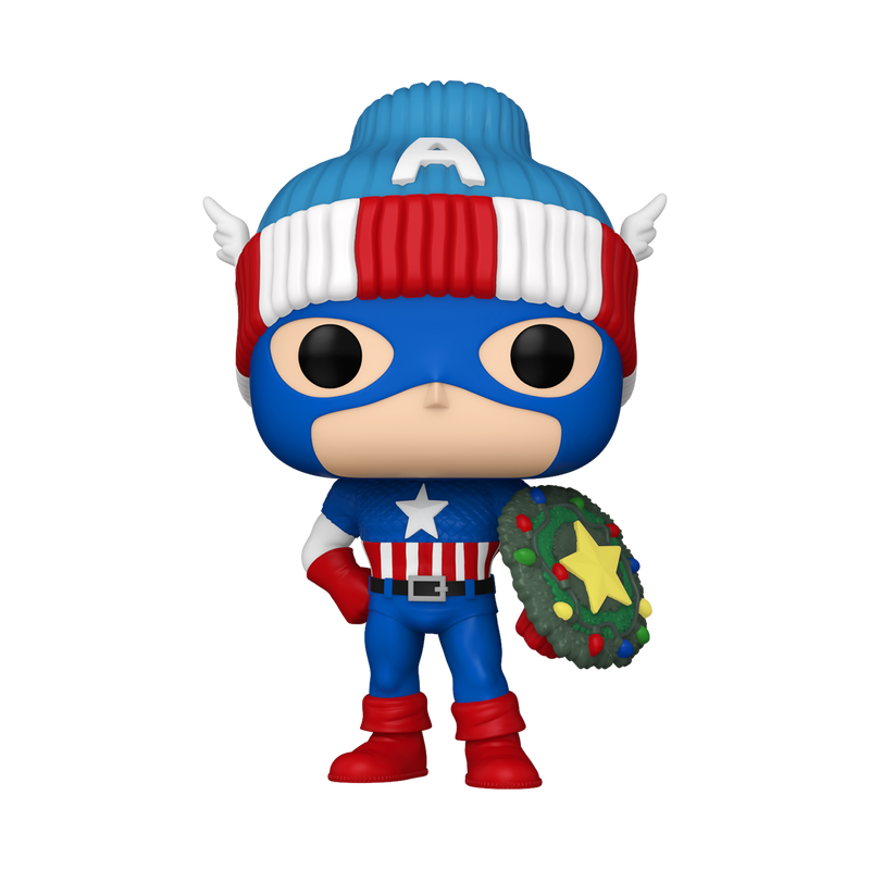 Pop! Captain America with Christmas Wreath 