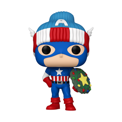 Pop! Captain America with Christmas Wreath 