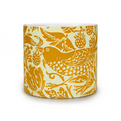 William Morris Strawberry Thief Yellow Ceramic Flower Pot