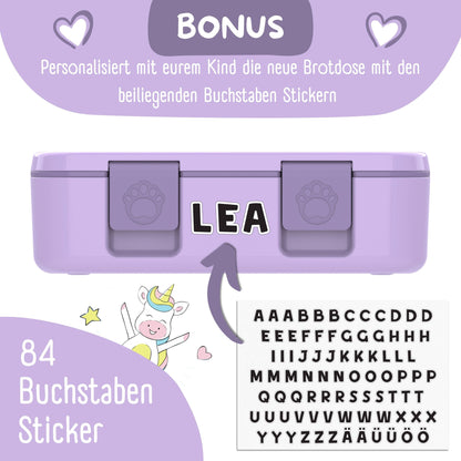 Compartmented lunch box, lightweight & leak-proof - Unicorn purple