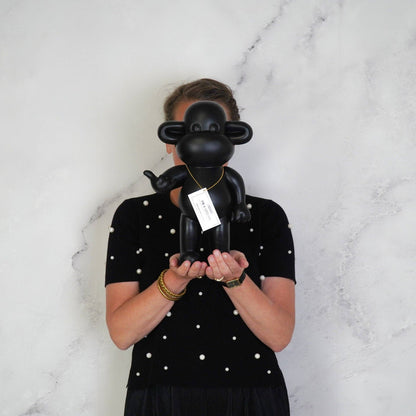 Ornement - Figurine Singe Hang Loose 'La Légende' - Polyrésine - Noir - 20,5x13,5x35cm