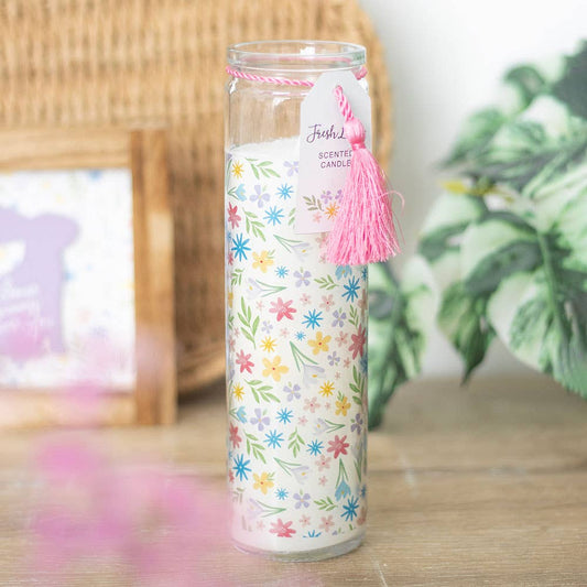 Bougie Tube en Lin Frais à Imprimé Floral Printanier