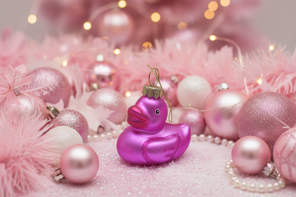 Roze badeend kerstbal