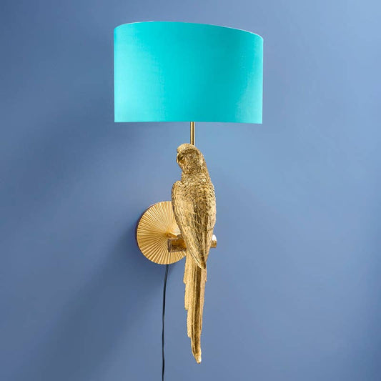 Percy Papegaai Wandlamp, Goud/Turquoise