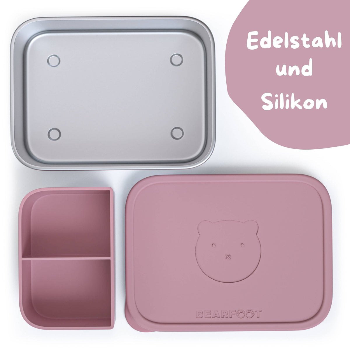Kids' Stainless Steel Lunchbox with Silicone Insert - Pink