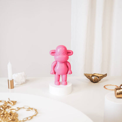 Ornament - Monkey Figurine 'The Legend' - Resin - Pink - 11x7x19cm