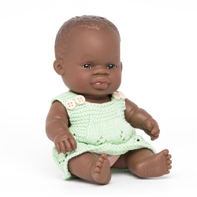 ML Poupées: POUPÉE BÉBÉ FILLE AFRICAINE HABILLÉES 21cm, parfumée vanille, imperméable, en résine. Made in Spain, 10m+