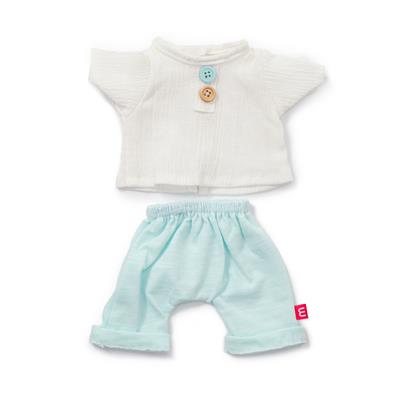 ML Poupées: ENSEMBLE de VÊTEMENTS bleu/blanc pour garçon 38cm, 2 pièces, t-shirt et caleçon, avec cintre, 3+