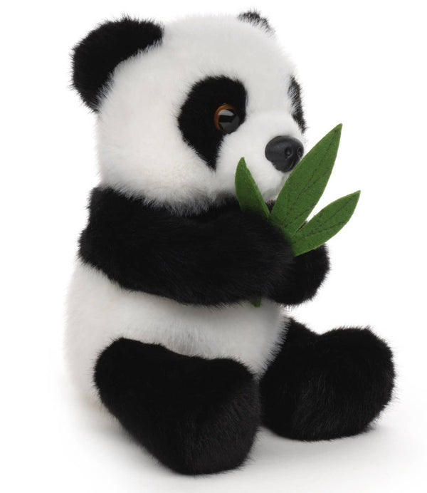 Panda assis avec une feuille - 18 cm (hauteur) - peluche