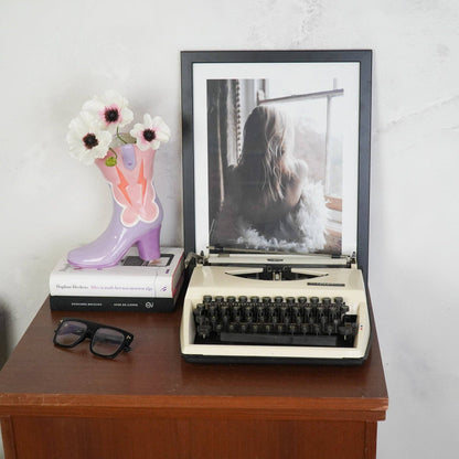 Flower vase - Boot-shaped vase - Ceramic - Pink/Lilac - 16.5x10.5x26.5cm