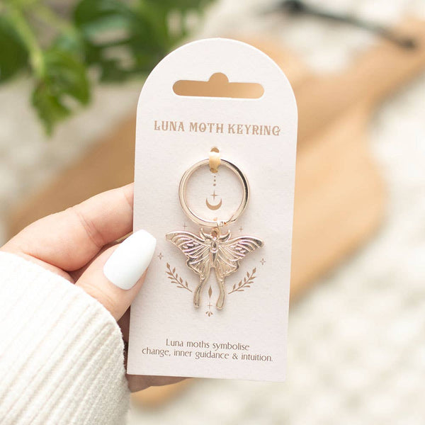 Light Luna Moth Keychain