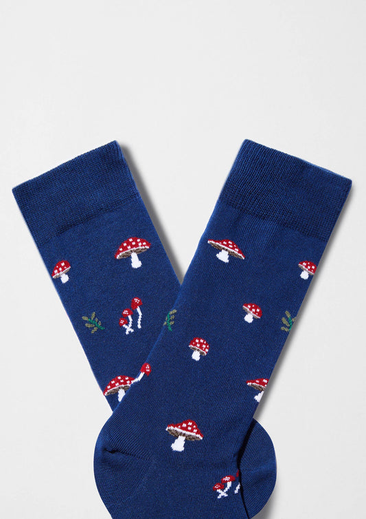 Chaussettes BeMushroom Navy - 100 % Coton Bio