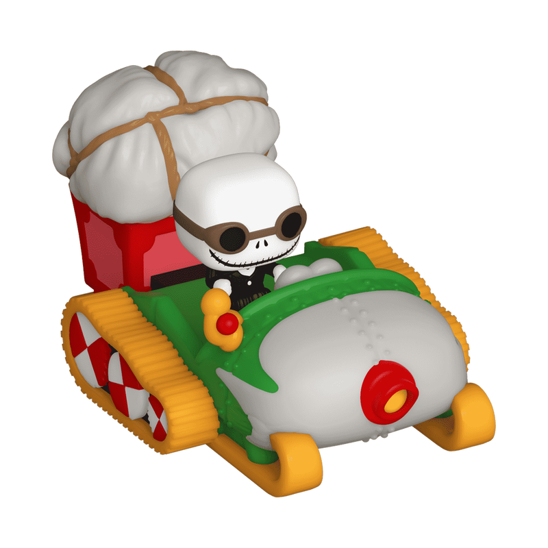 Bitty Pop! rijdt op Jack Skellington met een sneeuwscooter.