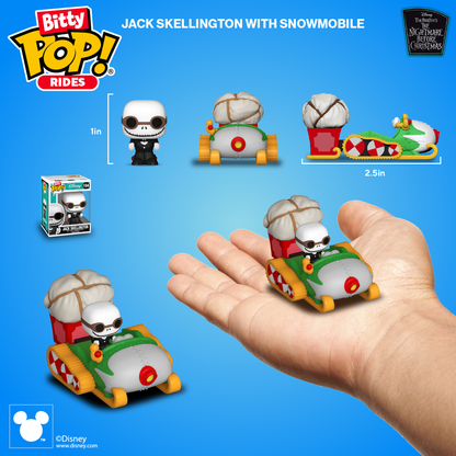 bitty pop rides jack skellington with snowmobile