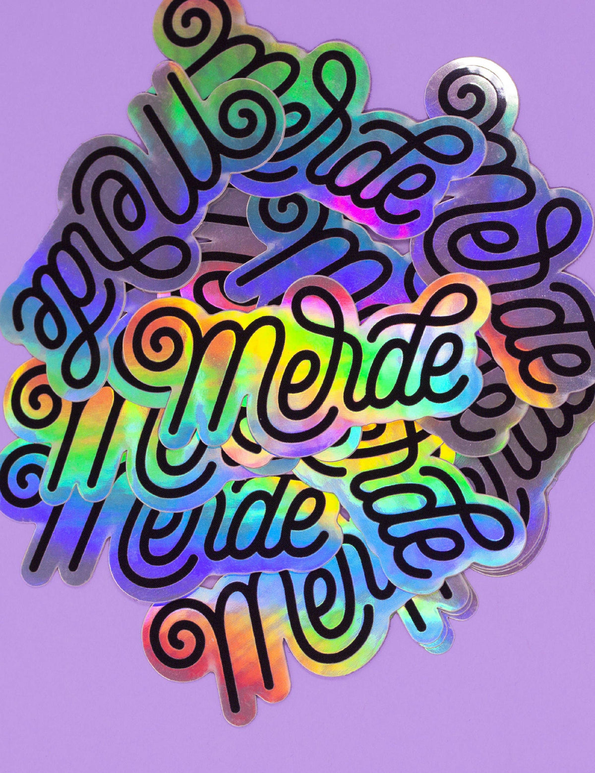 Holographic lettering sticker "Shit"