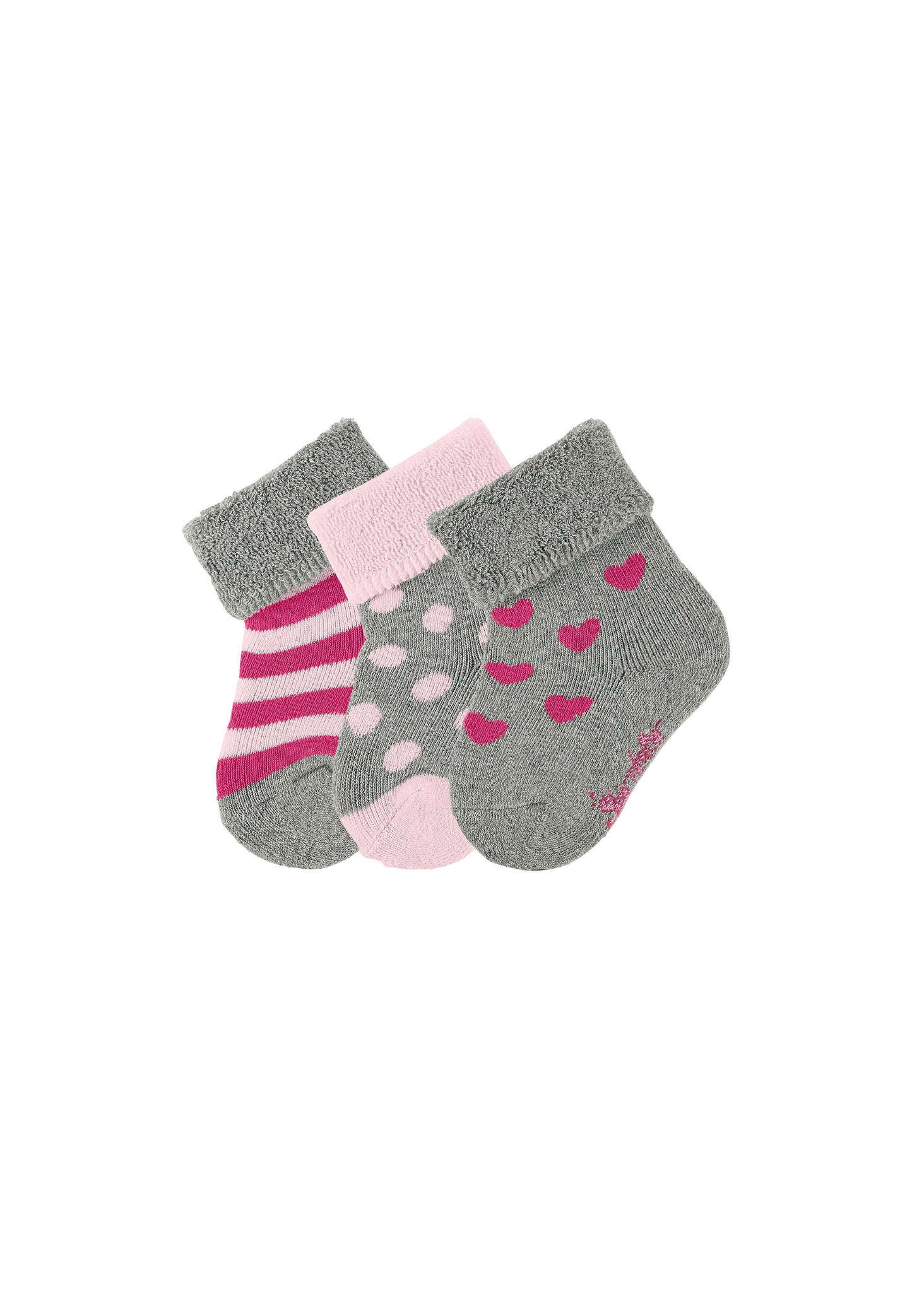 Baby socks 3-pack stripes, dots and hearts