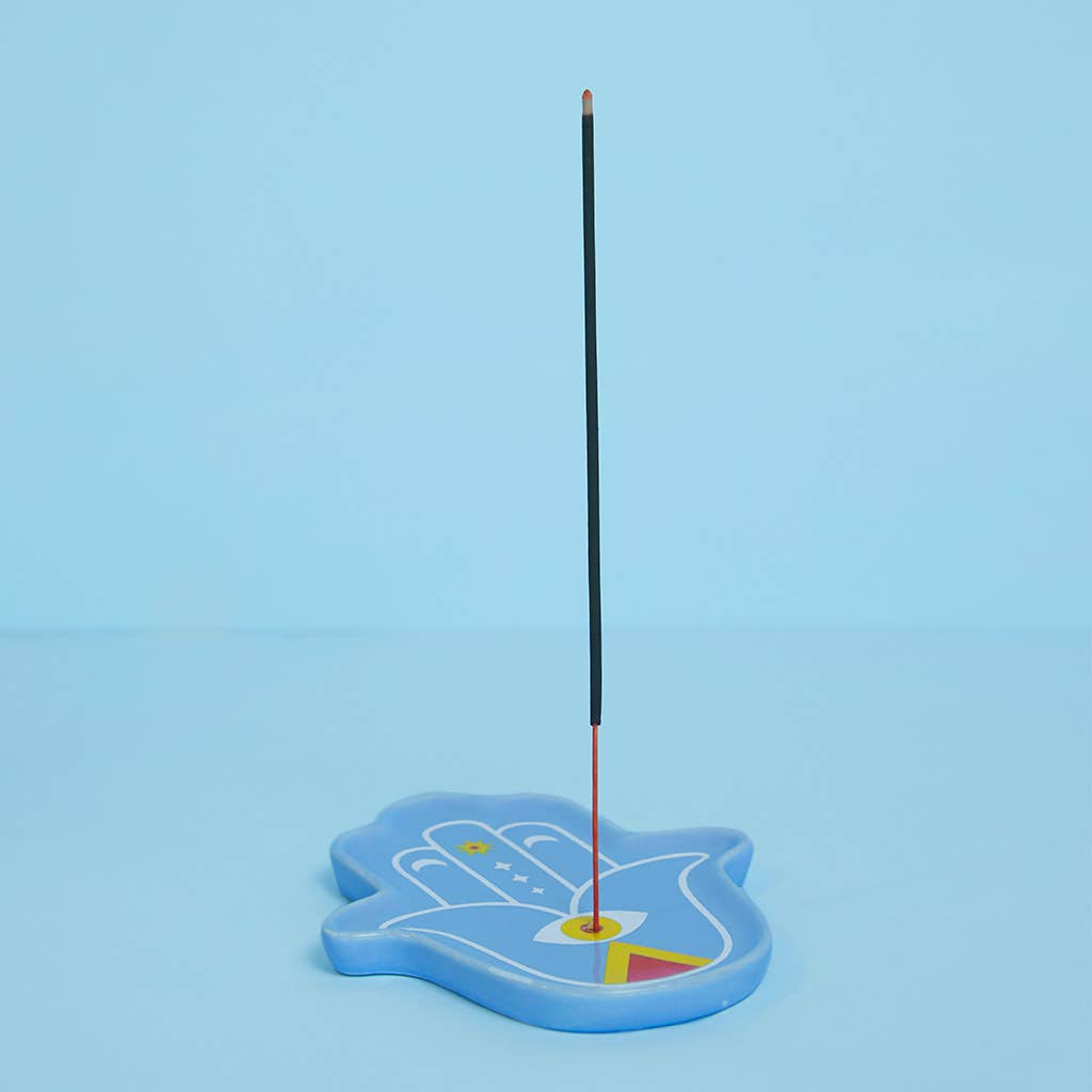 Lucky Hand blue incense holder