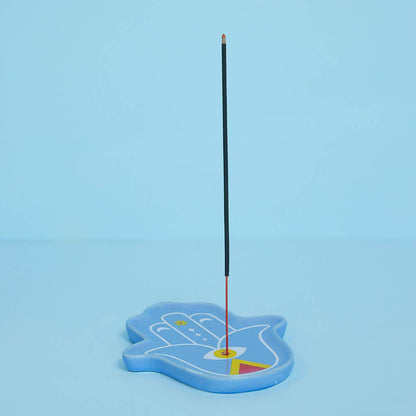 Lucky Hand blue incense holder