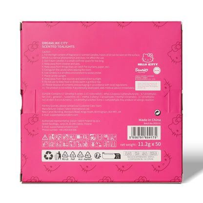 Roze Hello Kitty theelichtjes, verpakking van 50 stuks, geur Dream City