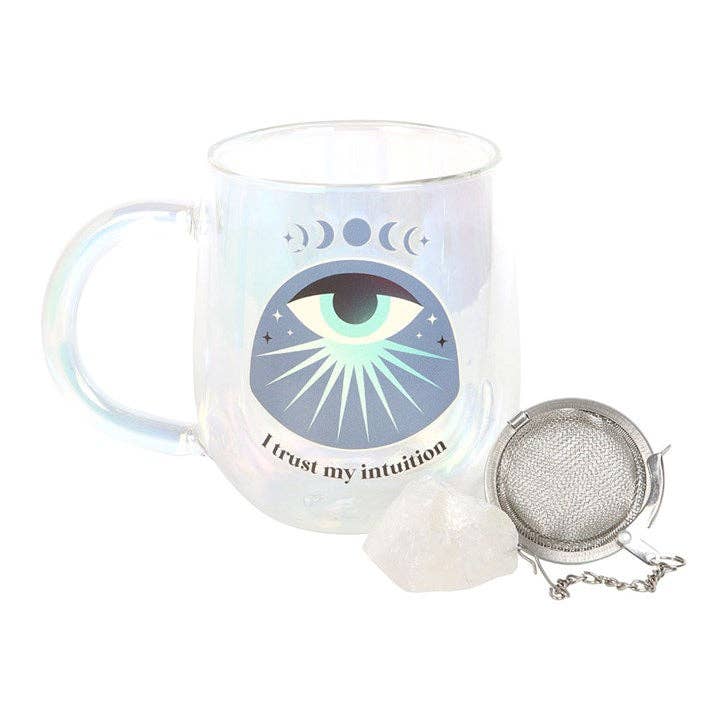 Mug en verre à double paroi Intuition avec infuseur à thé en cristal Aura