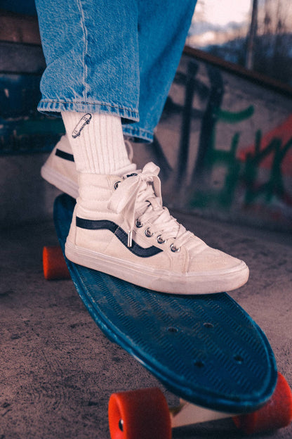 Chaussettes skateboard Charles brodées main