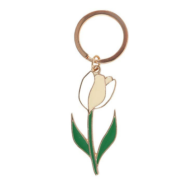Witte tulp sleutelhanger