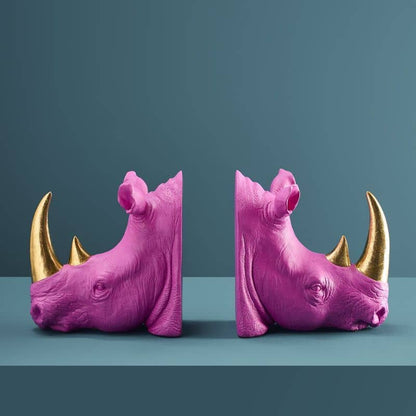 S/2 Neushoorn Boekensteunen, Magenta, 39,5 x 14,2 x 20,5 cm