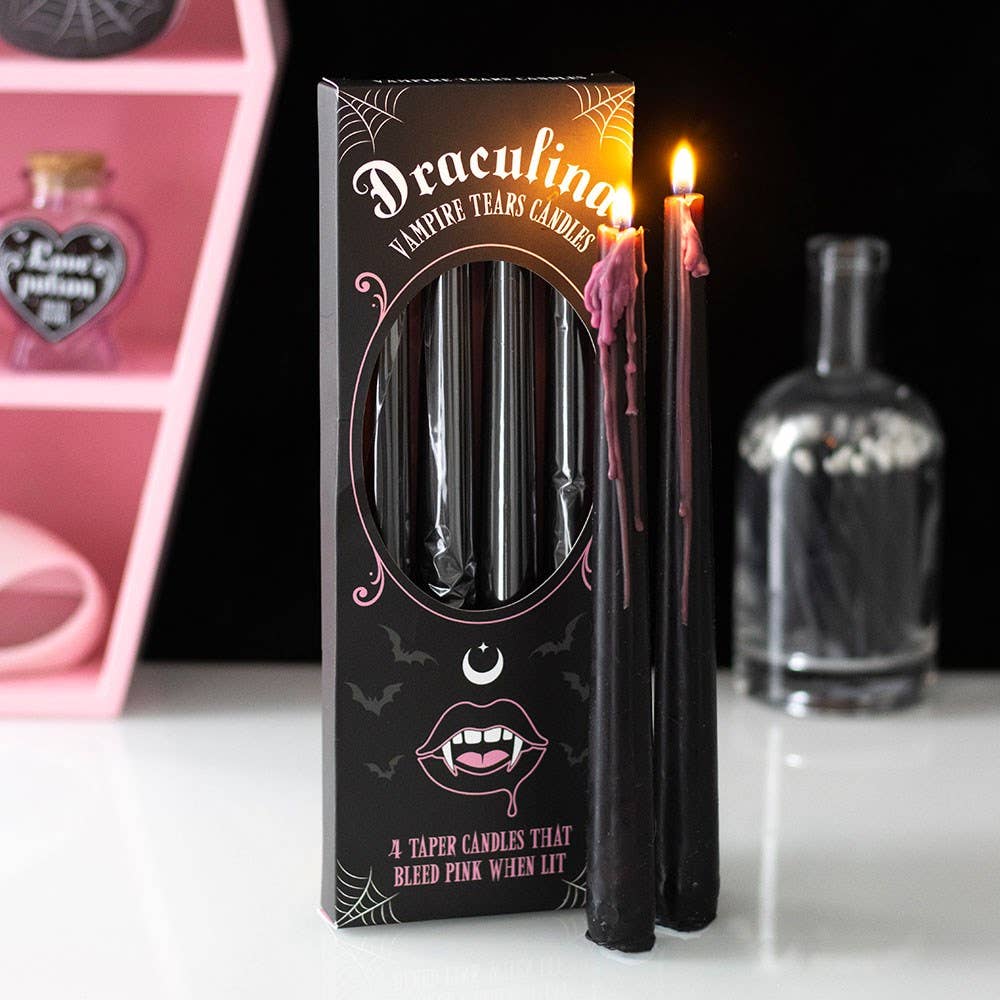 Set of 4 pink gothic "Vampire Tears" candles