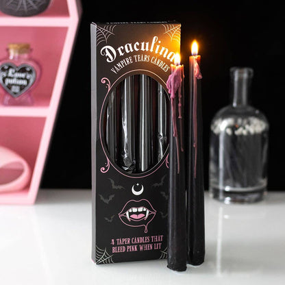 Set of 4 pink gothic "Vampire Tears" candles