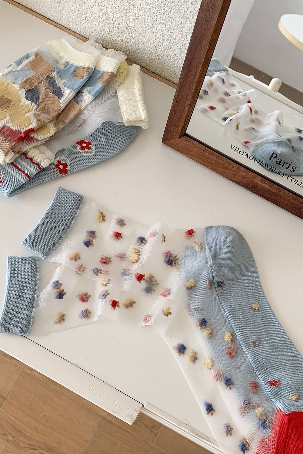 Sheer Floral Socks