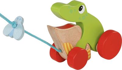 Animal à tirer: GRENOUILLE 11,8x7x11,8cm, bois, 1+