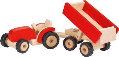 Wooden tractor with trailer