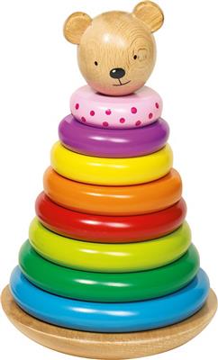 Tour de blocs à ranger: TOUR D' ANNEAUX A RANGER OURS L22cm, 10 pièces, 2+