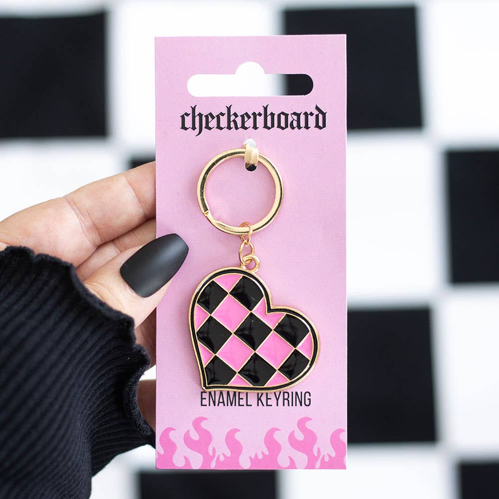Sleutelhanger met geruit hartje
