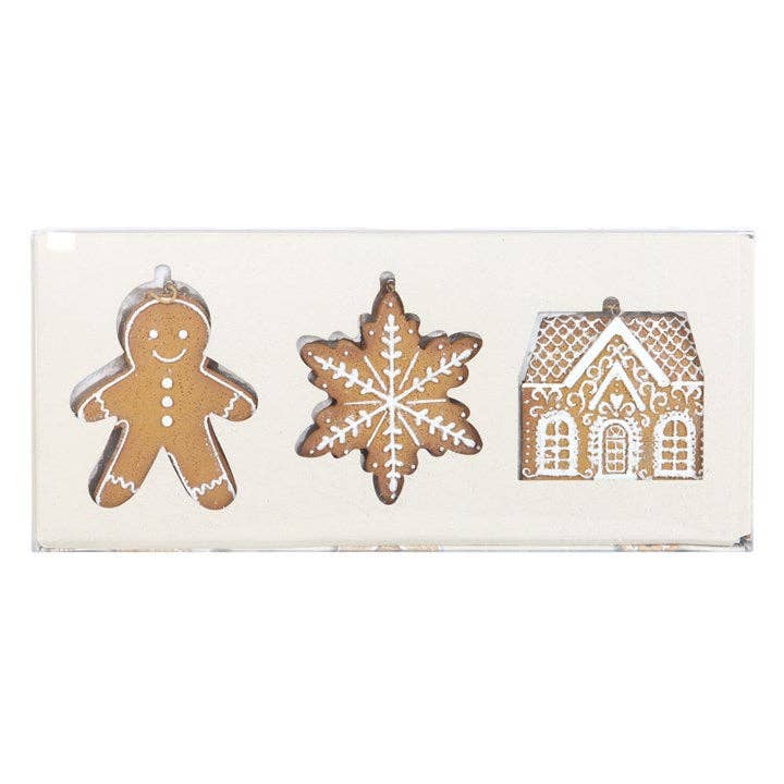 Set of 3 Christmas decorations to hang in the shape of gingerbread
