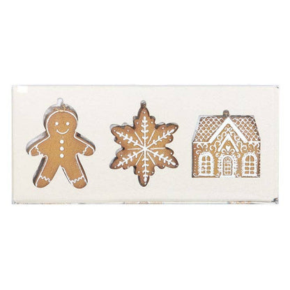 Set of 3 Christmas decorations to hang in the shape of gingerbread