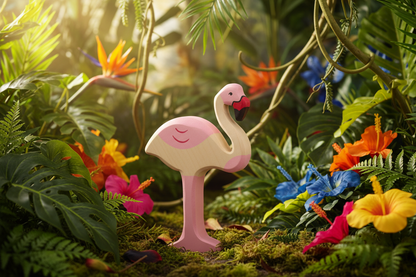 Wooden Flamingo Figurine