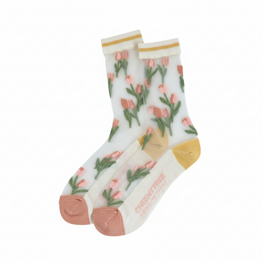 Chaussettes transparentes Tulipes